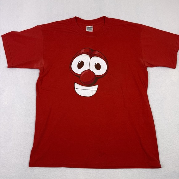 Veggie Tales Other - Vintage VeggieTales Bob the Tomato T-Shirt Red Big Face Gildan Men's Large L